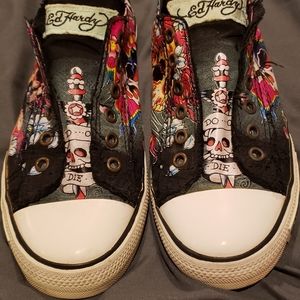 Authentic retro Ed Hardy laceless sneakers